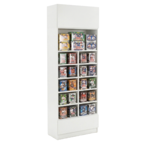 White Sports Card Tall Wall Cubby Display Case with Drawer