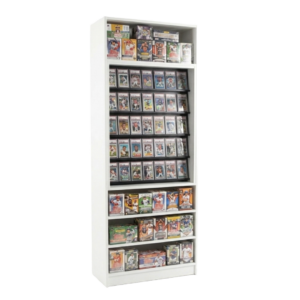 White Sports Card Tall Wall Display Case with Shelves