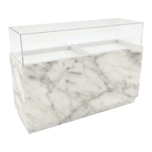 70" Carrara Bianco Straight Jewelry Display Case