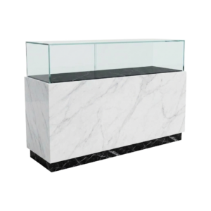 70" White & Black Granite Straight Jewelry Display Case