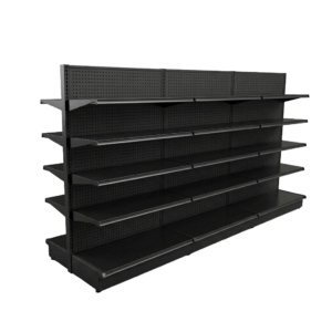 Lozier White Double Sided Gondola Shelving Starter Unit | 3 Sections & 4 Rows | 144″W x 25″D x 72″H