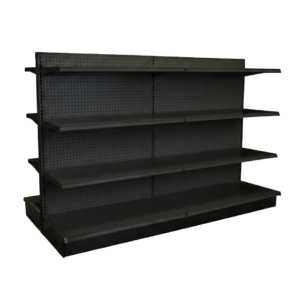 Lozier Black Double Sided Gondola Shelving Starter Unit | 2 Sections & 3 Rows | 72″W x 13″D x 54″H