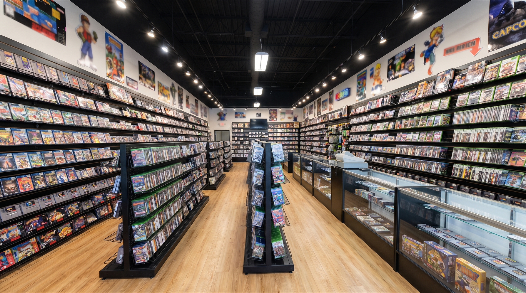 Matte black slatwall panels in a retail store