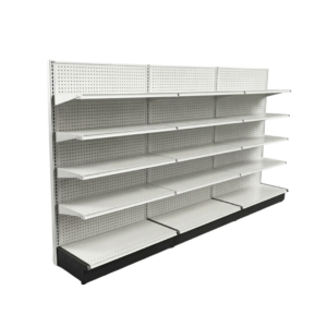 Lozier White Gondola Wall Shelving Starter Unit | 3 Sections & 4 Rows | 144″W x 22″D x 72″H