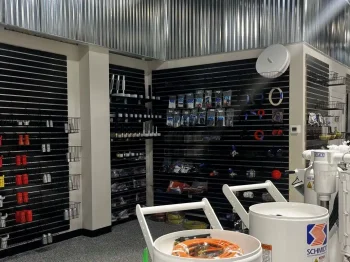 Gloss Black Slatwall Panels 3 Inch Grooves with Metal Inserts Gloss Black Slatwall in Pool Supply Store