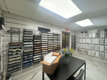 White Woodgrain Slatwall Panels 6 Inch Grooves with Metal Inserts White Woodgrain Slatwall Panels in Tile Shop